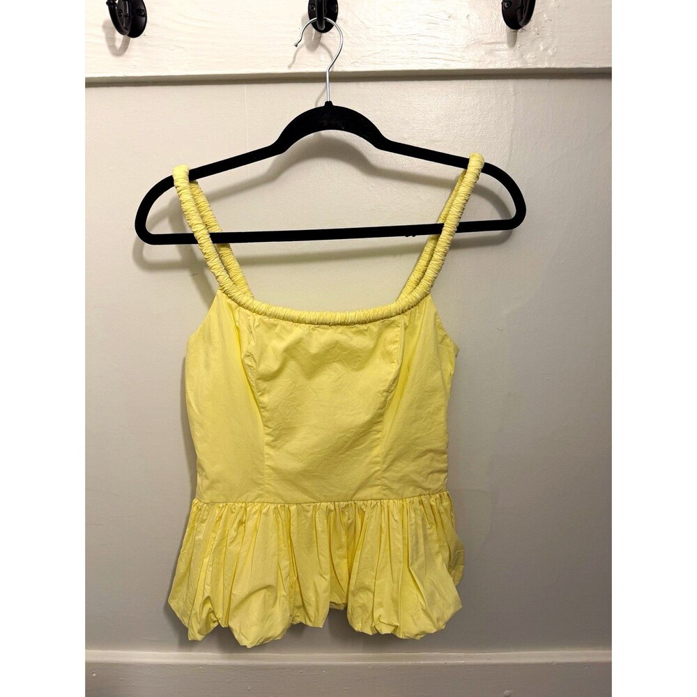 ASTR The Label Butter Yellow Bubble Hem Peplum Tank Top 100% Cotton XS